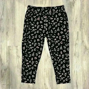 Torrid Women’s Studio Knit Tapered Ankle Pants Black Leopard Print Capris Size 0